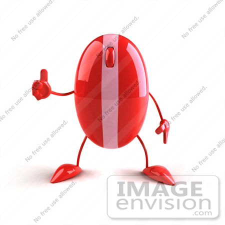 #60938 Royalty-Free (RF) Illustration Of A 3d Red Computer Mouse Character Giving The Thumbs Up by Julos