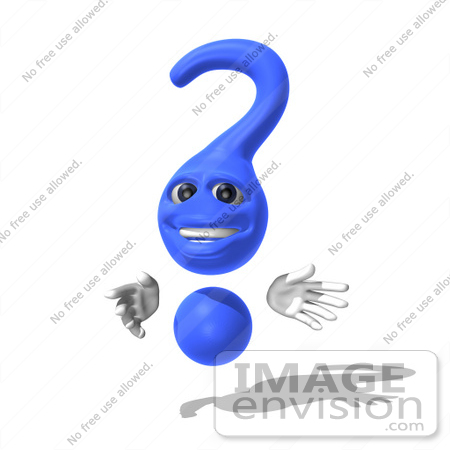 #61020 Royalty-Free (RF) Illustration Of A 3d Blue Question Mark Character - Pose 4 by Julos