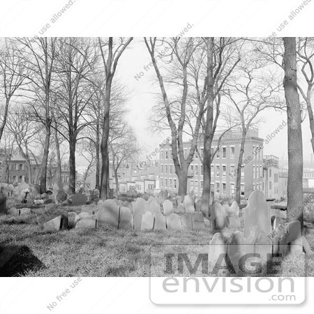 #61039 Royalty-Free Historical Stock Photo Of Trees And Graves At Copps Hill Burying Grounds, Boston, Massachusetts, In 1904 by JVPD