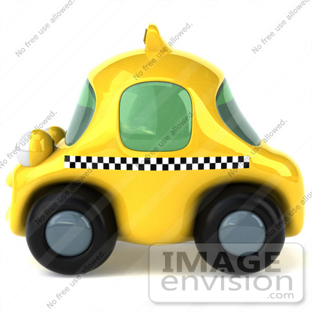 #61061 Royalty-Free (RF) Illustration Of A 3d Yellow Taxi Cab Character - Version 2 by Julos