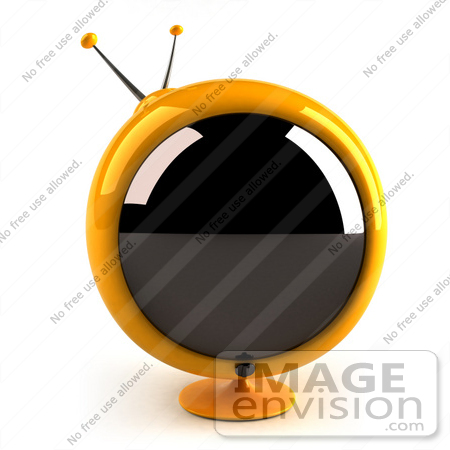 #61068 Royalty-Free (RF) Illustration Of A 3d Round Yellow Retro Television - Version 1 by Julos