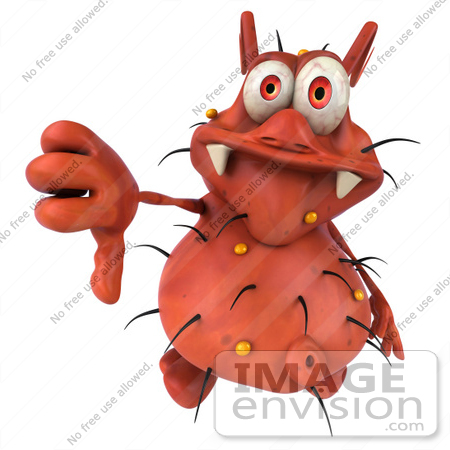 #61092 Royalty-Free (RF) Illustration Of A 3d Virus Mascot Giving The Thumbs Down by Julos
