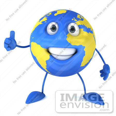 #61159 Royalty-Free (RF) Illustration Of A 3d Blue And Yellow Globe Character Holding A Thumb Up by Julos