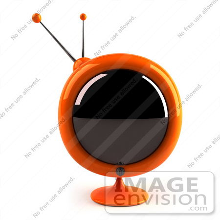 #61235 Royalty-Free (RF) Illustration Of A 3d Orange Round Retro TV - Version 2 by Julos