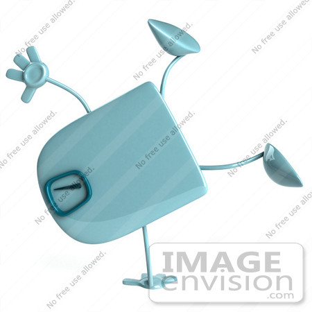 #61251 Royalty-Free (RF) Illustration Of A 3d Green Foot Scale Character Doing A Cartwheel by Julos