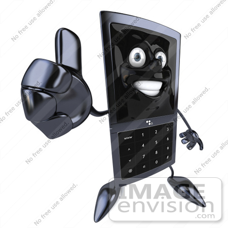 #61255 Royalty-Free (RF) Illustration Of A Slim 3d Cellular Phone Character Holding A Thumb Up by Julos
