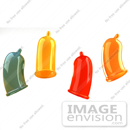 #61262 Royalty-Free (RF) Illustration Of Four Colorful 3d Condoms by Julos