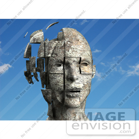 #61273 Royalty-Free (RF) Illustration Of A 3d Female Head With Floating Particles - Version 1 by Julos