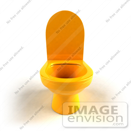 #61275 Royalty-Free (RF) Illustration Of A 3d Yellow Toilet With The Seat Up - Version 1 by Julos