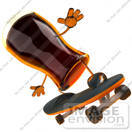 #61284 Royalty-Free (RF) Illustration Of A 3d Root Beer Character Skateboarding - Version 4 by Julos