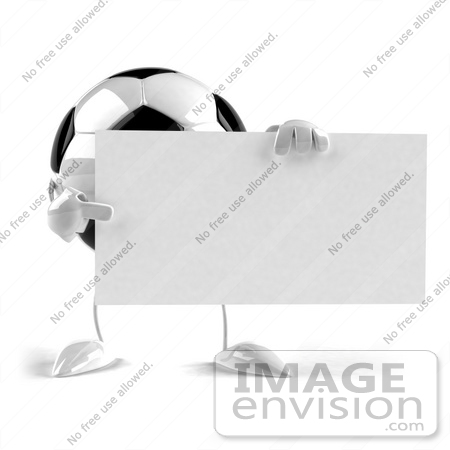 #61286 Royalty-Free (RF) Illustration Of A 3d Soccer Ball Character With Arms And Legs, Holding A Blank Sign - Version 2 by Julos