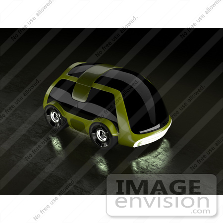 #61287 Royalty-Free (RF) Illustration Of A 3d Futuristic Green Concept Car With Tinted Windows - Version 2 by Julos