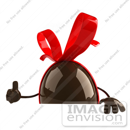 #61288 Royalty-Free (RF) Illustration Of A 3d Chocolate Easter Egg Character Giving The Thumb Up And Holding A Sign by Julos