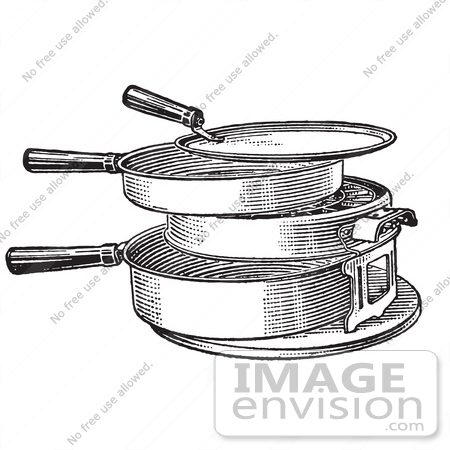 #61344 Retro Clipart Of A Vintage Antique Hot Plate Or Grill  In Black And White - Royalty Free Vector Illustration by JVPD