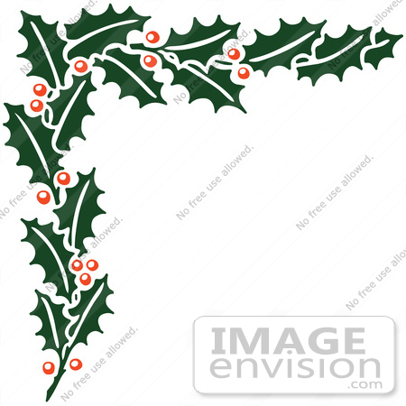 #61391 Clipart Of A Retro Christmas Holly Corner Border - Royalty Free Vector Illustration by JVPD