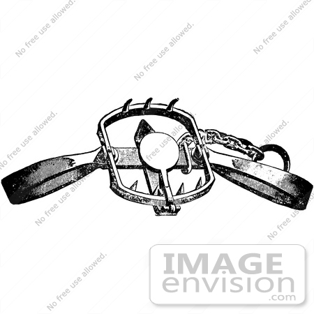 #61532 Clipart Of A Steel Animal Trap For Lions Tigers And Beacrs In Black And White - Royalty Free Vector Illustration by JVPD