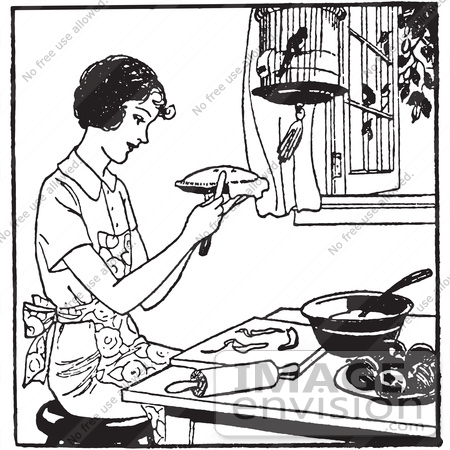 Image result for woman cooking black and white