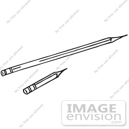 #61744 Clipart Of Short And Long Pencils In Black And White - Royalty Free Vector Illustration by JVPD