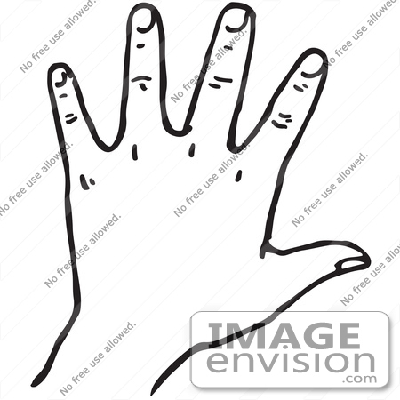 #61765 Clipart Of A Hand In Black And White - Royalty Free Vector Illustration by JVPD