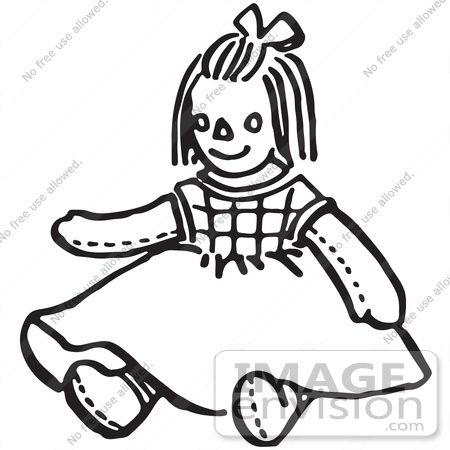 #61767 Clipart Of Doll In Black And White - Royalty Free Vector Illustration by JVPD