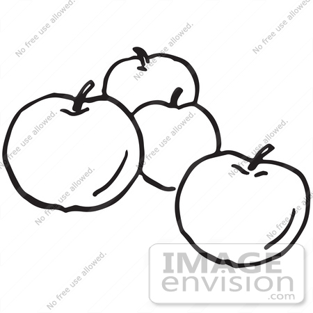 #61780 Clipart Of Apples In Black And White - Royalty Free Vector Illustration by JVPD