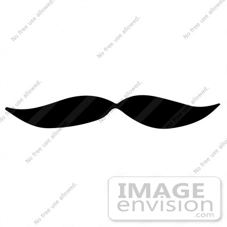 #61922 Clipart Of A Mustache In Black And White - Royalty Free Vector Illustration by JVPD