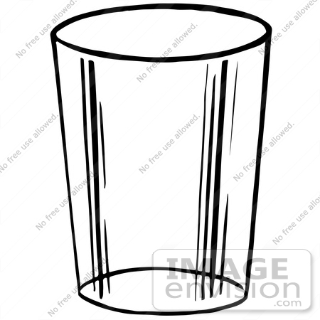 #61930 Clipart Of A Glass Cup In Black And White - Royalty Free Vector Illustration by JVPD