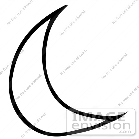 #61933 Clipart Of A Crescent Moon In Black And White - Royalty Free Vector Illustration by JVPD