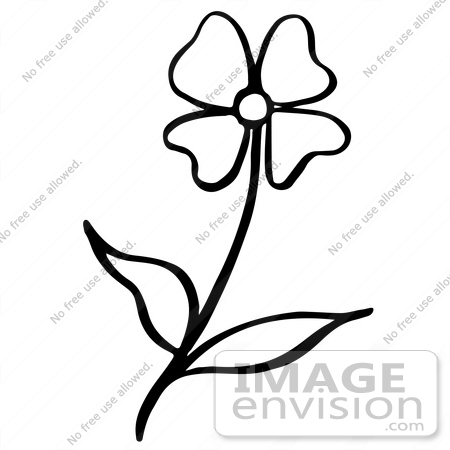 #61936 Clipart Of A Flower In Black And White - Royalty Free Vector Illustration by JVPD