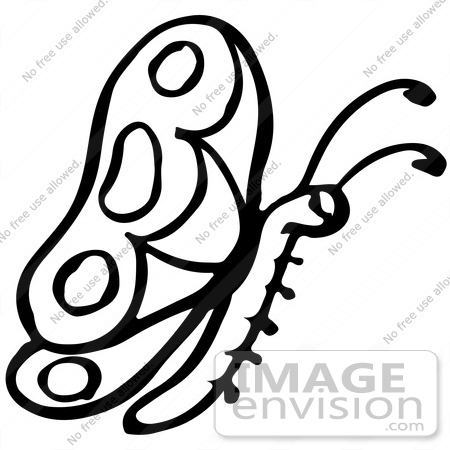 #61939 Clipart Of A Butterfly In Black And White - Royalty Free Vector Illustration by JVPD