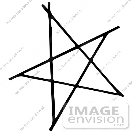 #61940 Clipart Of A Star Pentagram In Black And White - Royalty Free Vector Illustration by JVPD