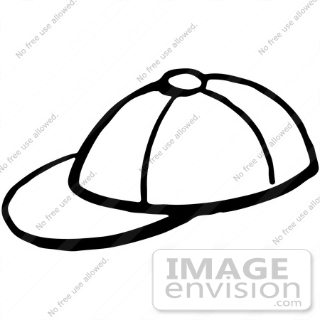#61944 Clipart Of A Baseball Cap In Black And White - Royalty Free Vector Illustration by JVPD