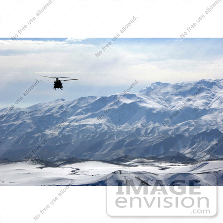 #6727 Military Helicopter Over Afghanistan Mountains by JVPD