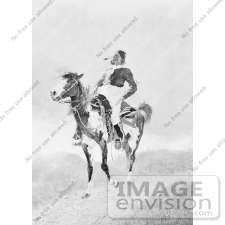 #6779 Comanche Indian on an American Paint Horse by JVPD