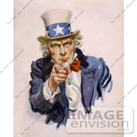 #6852 Stock Illustration of Uncle Sam Wearing The Starred Hat And Pointing His Finger by JVPD