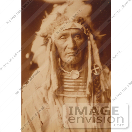 #7098 Stock Photography: Apsaroke Native American Man, Young Hairy Wolf by JVPD