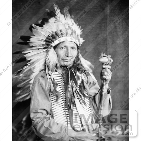 #7207 Stock Image: Sioux Native American Man Named Red Horn Bull by JVPD