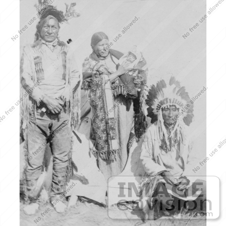 #7259 Stock Image: Sioux Indians, Grey Eagle and Family, Near Tipi by JVPD