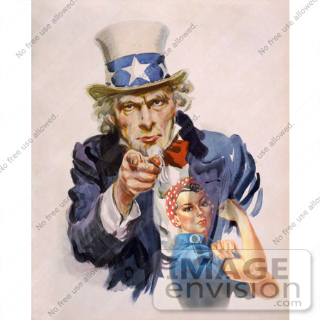 #7338 Stock Picture of Uncle Sam and Rosie the Riveter by JVPD