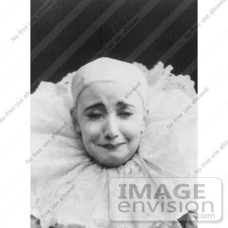 #7409 Stock Picture of Pilar Morin as a Clown, Crying by JVPD