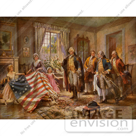 #7581 Picture of The Birth of Old Glory, Betsy Ross Flag by JVPD