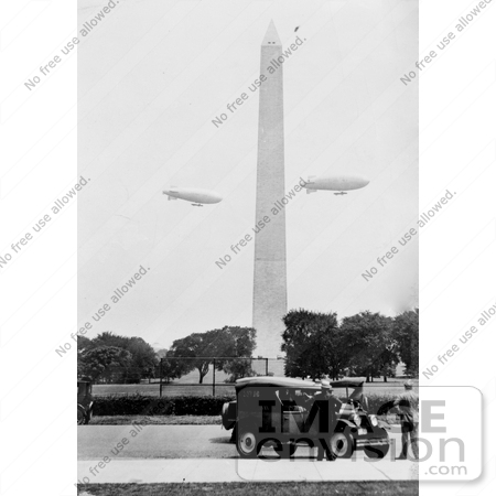 #8463 Picture of a US Army Blimps Over Washington Monument by JVPD