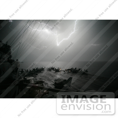 #8908 Picture of Lightning Near an Aircraft Carrier by JVPD