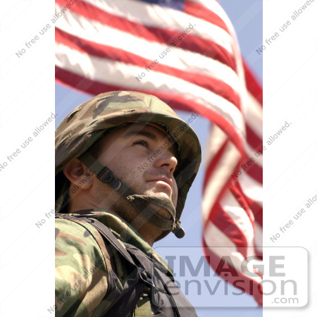 #8924 Picture of a Soldier and American Flag by JVPD