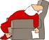 #13036 Exhausted Santa Claus in Longjohns, Sleeping in a Chair Clipart by DJArt