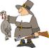 #13079 Pilgrim Holding a Dead Turkey and Rifle Clipart by DJArt