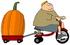 #13208 Boy Hauling a Giant Pumpkin With a Tricycle and Red Wagon Clipart by DJArt