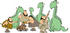 #14496 Group of Cavemen and Dinosaurs Clipart by DJArt