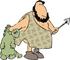 #14498 Caveman Holding a Spear and Hunted Dinosaur Clipart by DJArt