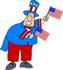 #14649 Uncle Sam Character Holding American Flags Clipart by DJArt